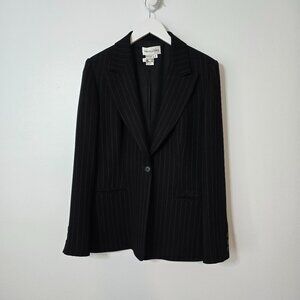 Bloomingdale's Black pinstripe one button blazer Size 8